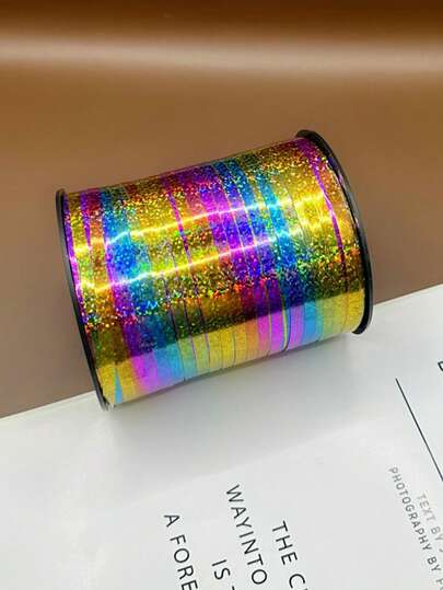 1 Rolle Holografisches Regenbogenband, Ballon Dekorations-Bänder, Irisierendes holografisches Band, Geburtstags-Party Hochzeitsdekoration Zubehör, Geschenkverpackung Ballon Schnüre, Holografisches Band, Feiertags-Party Dekoration