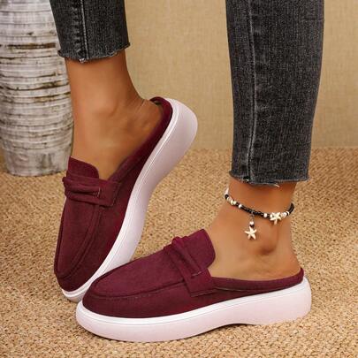 Mule con plateau in velluto a coste retrò - Comodi mule slip-on