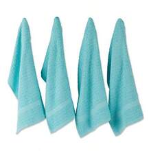 DII Trapo clásico para platos 100% algodón tejido de rizo gofre uso diario en la cocina 38 cm x 66 cm juego de 4 color Aguamarina - Aqua slido - Ver 8