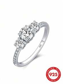 1pc Elegant S925 & 925 Sterling Silver Triple Circle Ring, Women's Dating, Wedding, Eternal Commitment Ring, Anniversary Gift For Girlfriend, Exquisite Jewelry - Round Ring - View 1