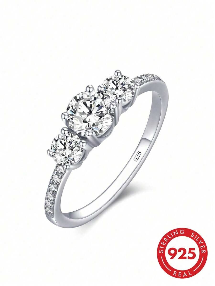 1pc Elegant S925 & 925 Sterling Silver Triple Circle Ring, Women's Dating, Wedding, Eternal Commitment Ring, Anniversary Gift For Girlfriend, Exquisite Jewelry - Round Ring - View 1