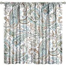 Bermuda Curtains, Traditional I1ndian Bermuda Pattern, Bedroom Living Room Decorative Curtains Black Blackout Curtains Polyester, Machine Wash 100% Polyester Curtains, 2 Panel For Home Decoration - 2pcs - 查看 1