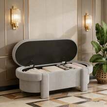 Storage Benches - Gray + Fleece - View 1