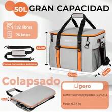 INSMEER ielera Portátil Grande 50L para 75 Latas B Térmica Impermeable y Antifugas Cooler Pble con Correa de  Ideal para  Camping y - Gris - Ver 2