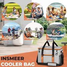 INSMEER ielera Portátil Grande 50L para 75 Latas B Térmica Impermeable y Antifugas Cooler Pble con Correa de  Ideal para  Camping y - Gris - Ver 6