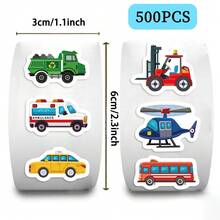 500Pcs Truck Vehicle Roll Stickers Car Stickers Cartoon Cute Car Decor Truck Gifts Truck Toys Car Decor Toys Vinyl Waterproof For Laptop Skateboard Water Bottles Scrapbooking Computer Journaling Phone Car - Multicolor - View 4