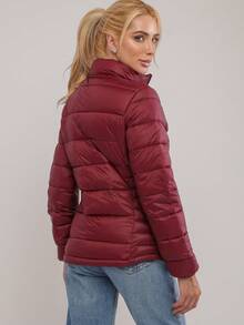 Women's Warm Winter Puffer Jacket With Zipper And Internal Pocket, Casual Winter Coat, New Collection - 勃根地 - 查看 3