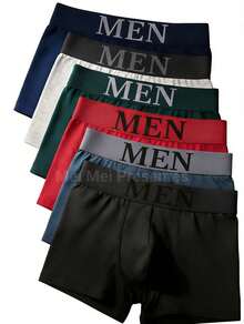 Kit Of 6 Men's Comfortable Soft Boxer Briefs, Adult Microfiber Underwear, Assorted Solid Colors - Nhiều màu - Xem 1