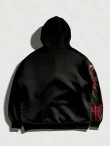 Street Life Spring/Summer Casual Graphic Men'S Street Angel Slogan Print Hoodie - 黑5 - 查看 2