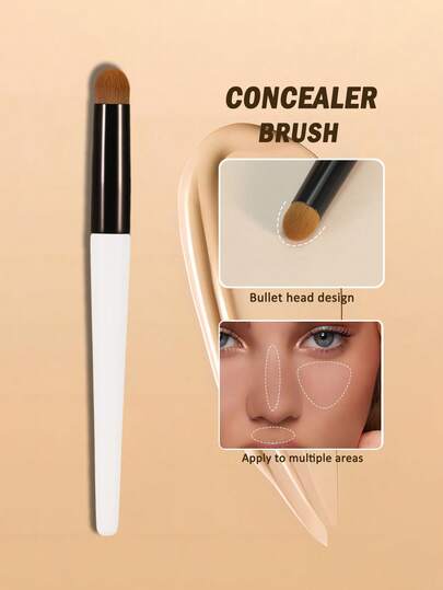 1pc Precision Concealer Makeup Brush With Soft & Fluffy Finger-Like Tip - Expertly Covers Acne, Dark Circles & Blemishes - Comfort Grip Handle, Synthetic Bristles For All Skin Types - Ideal For Detailed Makeup Application ﻿