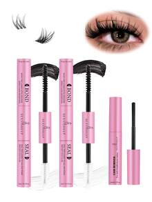 1pc 2-In-1 Long-Lasting Lash Glue Set, 5ml Bonding Agent & 5ml Shaping Agent, 5ml Makeup Remover, Strong & Durable Lash Cluster Adhesive, Suitable For DIY False Lash Extension - Red Violet - View 1
