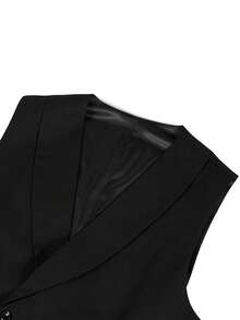 Áo vest cưới hai hàng khuy cho chú rể, áo gile công sở dáng ôm đa năng. - màu đen - Xem 5