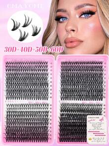 720/740/800pcs Super High-Volume DIY False Eyelashes Set, 8-16mm Mixed Length 10D-150D D Curl Natural Look False Eyelashes, Extra Thick And Fluffy, Voluminous Eyelashes Book, Friendly To Beginners, Suitable For Daily Use And Outgoing, Party, Festival And Travel Using,Styles Mixed And Can Be Matched Freelylash Clusters Kit,Lashes,Eyelashes,Fake Lashes - Multicolor - View 5