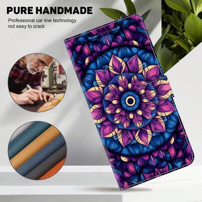 GLANDOTU Ốp điện thoại bằng da PU họa tiết hoa Datura, có khe đựng thẻ, dây đeo và giá đỡ dạng gập; tương thích với nhiều thương hiệu và mẫu điện thoại di động.