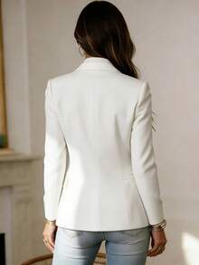 Áo blazer dài tay ôm dáng, chất liệu vải dệt thời trang dành cho nữ, phù hợp cho công sở hoặc mặc hàng ngày, màu trắng mùa xuân. - trắng - Xem 3