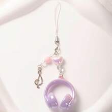 1/2/6pcs Y2K Style Mini Earphone Bag Charm, Cute Heart Beaded Musical Note Keychain, Resin Key Ring, Suitable For Backpack, Car Keys. Halloween, Christmas Gift. - Multicolor - View 5
