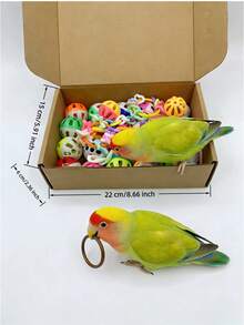 1 Box Parrot Toys - Includes Bell Balls, Grinding Teeth, Puzzle Toys, Anti-Depression Set For Medium & Small Parrots Like Cockatiel, Lovebird, Parakeet. Contains 30 Bell Balls, 10 Plastic Rings, And 60 Assorted Playthings - View 3