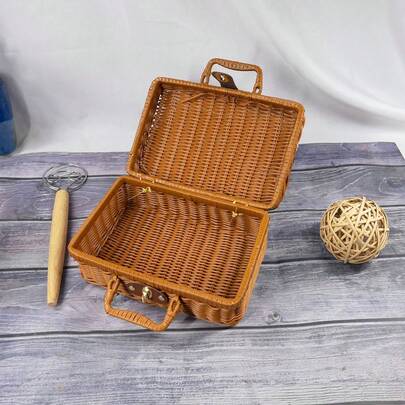 Vintage Rattan Storage Box, Wedding Favor Packaging Rattan Box, Rattan Handbag, Rattan Gift Box