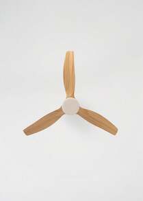 CREATE - Ventilatore da soffitto con luce, motore bianco, taglia S (Ø112cm) (stanze ≤10m²), 40W silenzioso con pale in ABS tecnico, consegna in Spagna (penisola) in 24/48 ore - WIND CALM - Lama in legno chiaro con controller a parete e telecomando - Visualizzare 2