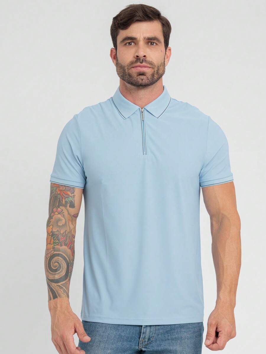 Men's Short-Sleeve Performance Polo Shirt In Polyamide And Elastane .891 - Baby Blue - View 1