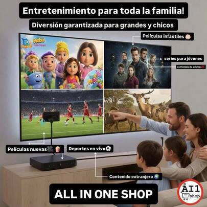 Decodificador TV Box Exclusivo All in One Shop: ¡El Entretenimiento Ilimitado Comienza Aquí! Convertidor de TV a SMART