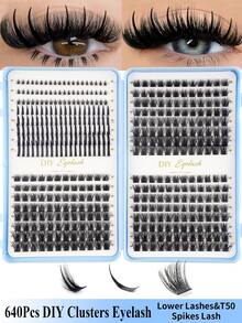 448片装蓬松假睫毛套装，包含5-7毫米下睫毛和9-18毫米高容量宽柄假睫毛，混合D型卷翘度（60D/80D/100D），打造自然、浓密、柔软、舒适轻盈的假睫毛，持久耐用。套装内含双头睫毛胶、镊子、睫毛刷和睫毛册，适用于日常妆容、角色扮演、约会和派对妆容。 - 彩色 - 查看 4