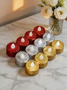 1 pièce Bougie électronique LED, or, argent, poudre rose, petite bougie de thé, décoration romantique pour proposition, éclairage cadeau de surprise pour anniversaire - lampe à bougie - Voir 2