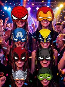 Bộ 8/16/24 mặt nạ trang trí và mặt nạ nửa mặt chủ đề Siêu anh hùng Marvel cho tiệc sinh nhật/đám cưới, bao gồm: Người Nhện, Người Sắt, Wolverine, các họa tiết nhân vật, phụ kiện chụp ảnh sinh nhật, trang trí tiệc lễ hội, mặt nạ cosplay và đạo cụ chụp ảnh studio, thích hợp cho tiệc sinh nhật, ngày lễ và họp mặt gia đình. - Mặt nạ nhện - Xem 5