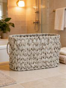 1 pièce Panier de rangement tressé en rotin, organisateur de boîte de mouchoirs, support de rangement de bureau, convient pour le rangement du désordre et des vêtements à la maison, panier de rangement tressé multifonctionnel pour diverses scènes, panier de rangement de luxe rétro fait main, panier à légumes, panier à fleurs - Voir 3