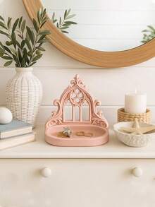 1pc Baroque Gothic Style Arched Storage Tray, Girly Vanity Jewelry Organizer Tray, Bedroom Vanity Delicate Decor - Multicolor - View 2