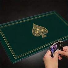 1 件复古扑克牌图案游戏垫 - 大尺寸橡胶防滑表面，金色装饰边和优雅的绿色背景，适用于集换式卡牌游戏和角色扮演策略游戏 - 游戏垫可保护玩家 - 采用优质材料制成，可用作鼠标垫、桌面垫、书桌鼠标垫或桌面装饰 - 彩色 - 查看 13