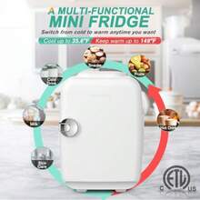 CROWNFUL Mini nevera refrigerador portátil y calentador de 4 litros/6 latas para el cuidado de la piel éticos bidas alimentos ideal para recámara oficina coce recámara ccación - Blanco - Ver 4