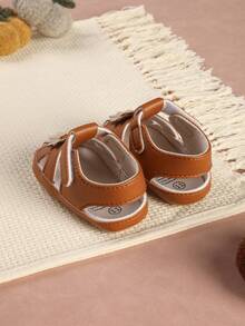 1 Pair Infant Flower Hollow Design Flat Sandals, Minimalist Versatile For Summer - Coffee Brown - View 5