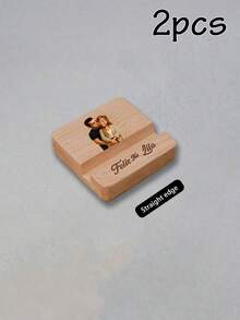 Cute Minimalist Basic Wooden Customized Phone Stand Custom Photo & Name Phone Stand, Personalized Couple Image Phone Holder For Desk Office Video Watching Daily Use, Cute Cartoon Photos, Minimalist Aesthetic Mobile Stand Gift For Mother'S Day Birthday, Customized Picture Dock For Friends Family Couple, Customizable Name Unique Keepsake Present Mother'S Day Mom Anniversary Gift - Multicolor - View 10