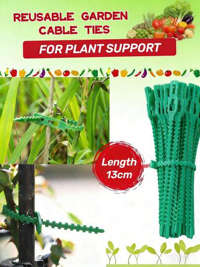 50/100/200pcs Reusable Garden Cable Ties Plant Vine Tree Shrubs Support Fastener Locking Nylon Adjustable Zipper Cables Ties Organizer Tools