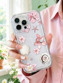 海滨度假风透明手机壳，粉彩花朵贝壳海星椰子印花，兼容 13/11/17/17 Pro/16/14/15/15 Pro/15 Plus/15 Pro Max/7 Plus/8 Plus/X/Xs Max/Xr/11 Pro/12 Pro/13 Pro/14 Pro/12 Mini/13 Mini/11 Pro Max/12 Pro Max/13 Pro Max/14 Pro Max/14 Plus/17 Pro Max/17 Air/6/6s Plus/7/8/16 Pro/16 Plus/16 Pro Max/SE2/17 Pro Max 和三星手机Galaxy/A54/A14/A12/A13/A15/A32/A33/A24/A52S/S20/S21/S22/S23/S24/S23Plus/S24ultra/S25/A15/A33/A23 - 彩色 - 查看 1