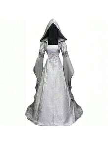 Luxury Witch Dress For Women Halloween Cosplay Costume Vintage Embroidery Gothic Renaissance Style - Green - View 2