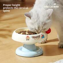 Tazón de gato antideslizante de color dopamina, tazón de comida de gato con soporte elevado, diseño anti-arañazos en la barbilla - 500ml - Ver 1