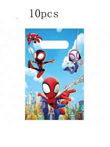 Marvel Bộ 10 túi quà sinh nhật Người Nhện màu đỏ, túi đựng kẹo bằng nhựa chủ đề Người Nhện, túi quà tặng cho bé trai, đồ dùng trang trí tiệc sinh nhật. - Nhiều màu - Xem 8
