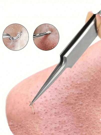 3pcs/Set Ultra Fine Blackhead Remover Tweezers,4pcs/Set Blackhead Acne Remover Acne Blackhead Removal Needle Facial Skin Pores Cleaning Tools, Professional Stainless Pimple Acne Blemish Removal Tools Kit,Blackhead Removal Tool, Blackhead/Blemish Removal Tweezers, Fine-Tipped Precision Comedone Extractor, Stainless Steel Fine Pointed Tip Tweezers For Acne, Blemishes, Blackheads, Pimple Popping, Professional Facial Cleaning Tool