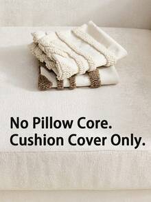 1pc Bohemian Style Beige Geometric Pattern Embroidered Throw Pillow Cover, Diamond Plush Cushion Cover, Suitable For Indoor Decor, All Season Pillow Sham, Pillow Insert Not Included - Beige - View 3