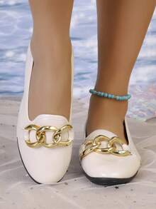 Girl's Casual Comfortable Slip-On Soft Bottom Flat Shoes - Beige - View 5