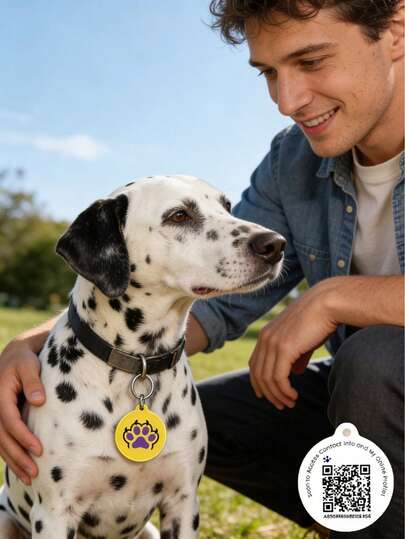 UNISE PAWDUCT QR Code Pet ID Tag - Free Online Profile No Subscription, Instant Scan To Contact Pet Tag,Suitable For Dog & Cat , Pet Name & Phone Number Protection,Scan To Locate,Pet Location,Pet Products,Cute Pet ID Card