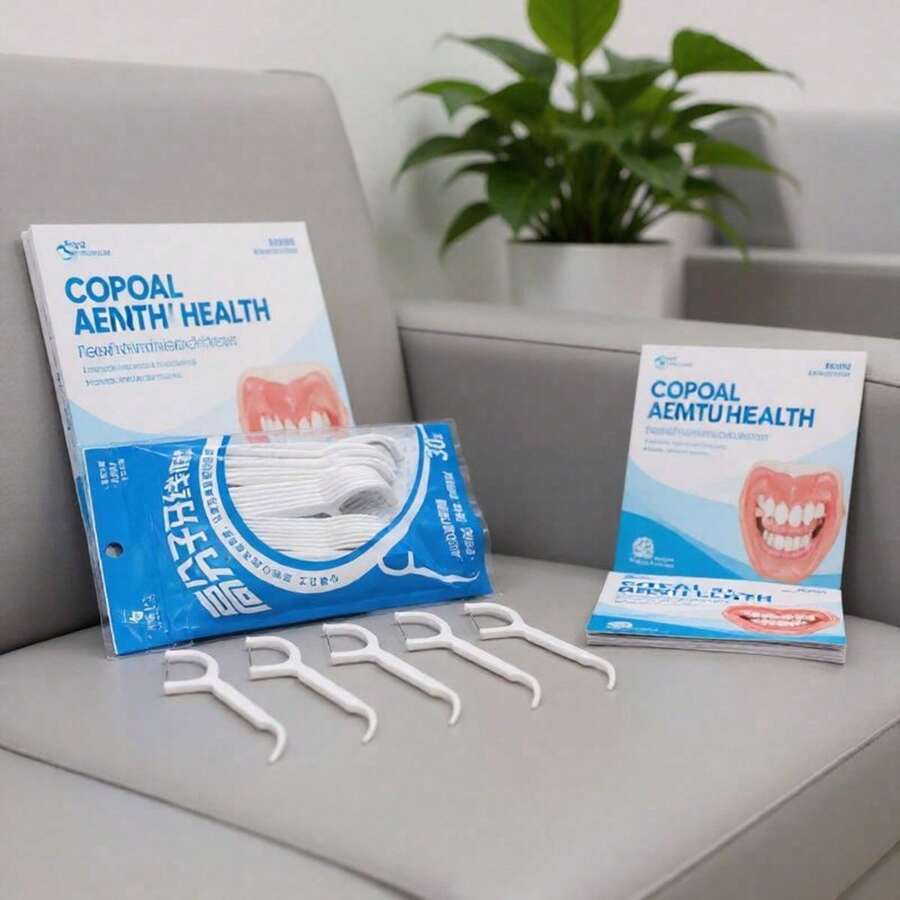 Kit Of 50 Toothpicks With Dental Floss For Interdental Cleaning, Complete Oral Hygiene, Removes Residue Between Teeth, Ergonomic Handle With Toothpick Tip, Practical Product For Daily Dental Care At Home Or At Work - trắng - Xem 1