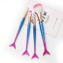 Electroplated Mermaid Makeup Brush Set 4 Pieces Of High Beauty Value+Practical Easy To Apply Makeup Without Sticking Professional Makeup Tools Suitable For Gift Giving Or Self Use Makeup Brush Cosmetics 1 € Powder Blusher Makeup Brush Portable Valentine's Day Gift New Year Gift - Multicolor - View 8