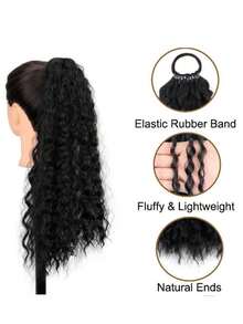 24 Inch Synthetic Wavy Braided Ponytail Wig, With Hair Tie Wrapped Style Ponytail, Suitable For Women, Girls, Daily Wear, Party, Cosplay Hair Elastics Hair Rubber Bands Scrunchies Hair Rope Elastic Hair Tie - Multicolor - View 3