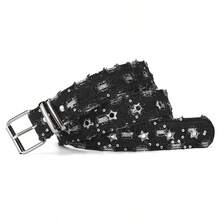1 Stück Punk-Stil Gürtel mit einer Reihe Schnalle, koreanische Version Größe S, modischer dekorativer Gürtel, Retro Urban Klassisches Design, geeignet für Herbst, Winter, Alltagstragen, Weihnachtsgeschenk für den Freund - Schwarz-B - Übersicht 3