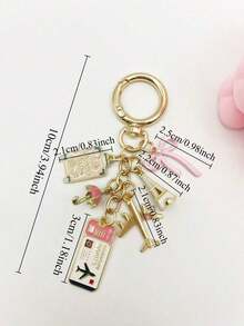 1pc Elegant Pink Bow Travel Keychain Pendant, Oil Drop Airplane, Eiffel Tower, DIY Jewelry, Handbag Charm, Luggage Decoration, Shoulder Bag Accessory, Multifunctional Bag Charm, Car Decor, Cute Gothic Y2K Style, Holiday Gift - Nhiều màu 2 - Xem 3