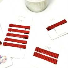 10pcs/Pack Solid Red Flat Hairclips - Red - View 7