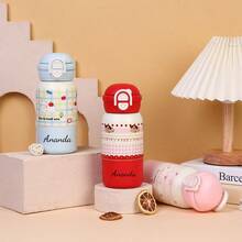 Customized Text Logo Kitten Cup, High-Quality Insulated Straw Cup, Cute Printed Stainless Steel Vacuum Flask, Long-Lasting Thermal Insulation, Spill-Proof, Scratch-Resistant, Large Capacity, Suitable For Children - Multicolor - View 5